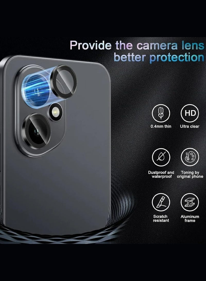 Wtech Honor 400 5G 2025 Premium Alloy Ring Camera Lens Tempered Glass Protector Shield (MLGICR) - Clear/Black - Image 5